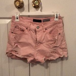 Blush jean shorts